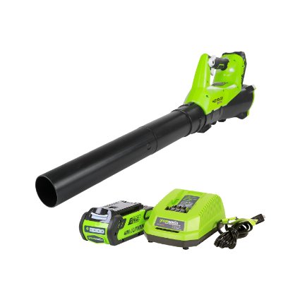 GreenWorks BA40L210 G-MAX 40V 115MPH - 430 CFM Cordless Brushless Blower, 2Ah Battery and Charger Included