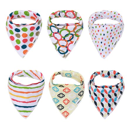 Elefuntot Baby Bandana Drool Bibs | NEW & UNIQUE 6 Pack Bibs For Boys & Girls | Best for Teething Drooling | Absorbent ORGANIC COTTON | 2 YKK Buttons | Makes a Great SHOWER Gift, GET IT NOW