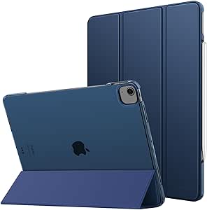 MoKo iPad Air 13インチ 2024 ケース iPad Pro 12.9 2022/2021 ケース 13インチiPad Air(M2) ケース iPad Pro 12.9 第5/6世代 専用手帳型カバー オートスリープ機能 ApplePencilPro/USB-C/第2世代のペアリング&充電に対応 三つ折りスタンド PUレザー外装 裏地マイクロファイバー NavyBlue