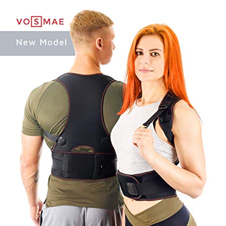 VOSMAE Posture Corrector Back Brace for Woman Men - Improve Universal Comfortable Fully Adjustable Spine Corrector - Clavicle Support Improve Bad Posture Shoulder Alignment and Pain Relief (L)