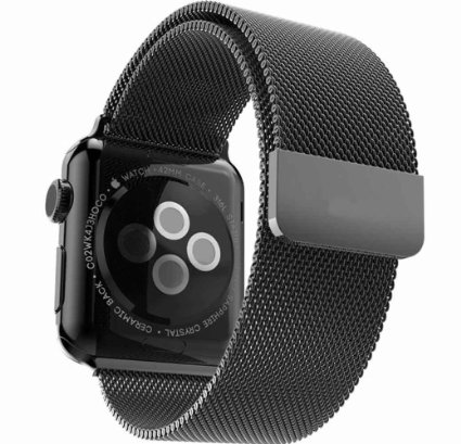 Apple Watch Band Kartice Milanese Loop Watch Band 42mm Stainless Steel Mesh Magnetic Closure Clasp Bracelet Replacement Wrist Band Strap for Apple Watch and Sport and Edition--Black 42mm