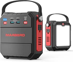 MARBERO Portable Power Station 99Wh Camping Solar Generator Fast Charging with AC Outlet 80W 27000mAh Solar Power Bank for Home Backup Outdoor Emergency RV Van Hunting