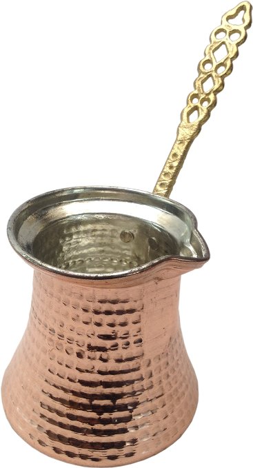 Premium Brass Copper Turkish Coffee Warmer Pot with Handle Also for Greek Arabic Tea 2-3 People 11oz  300 mL