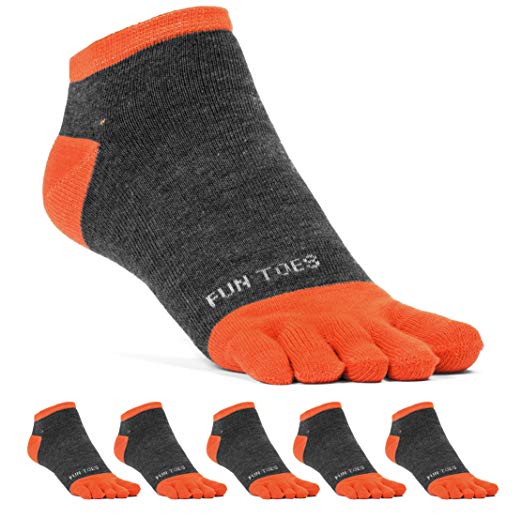 FUN TOES Men's Toe Socks Lightweight Breathable-Value 6 PAIRS Shoe Size 6-10