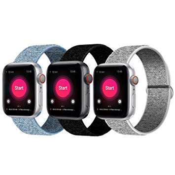 INTENY Sport Band Compatible with Apple Watch 38mm 40mm 42mm 44mm, Soft Lightweight Breathable Nylon Sport Loop, Strap Replacement for iWatch Series 4, Series 3, Series 2, Series 1