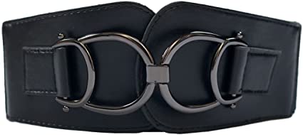 eVogues Plus Size Leatherette Elastic Belt Black