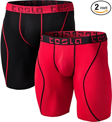 Tesla Men's Stretch 9" No-Fly Cool Dry Brief Underwear Trunk (2-Pack) MBU13/MBU06