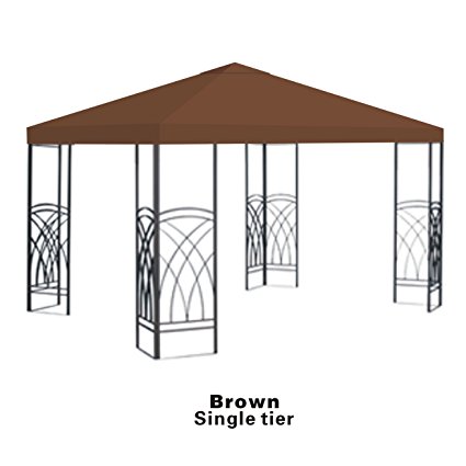 STRONG CAMEL Replacement 10'X10'gazebo canopy top patio pavilion cover sunshade plyester single tier-Brown