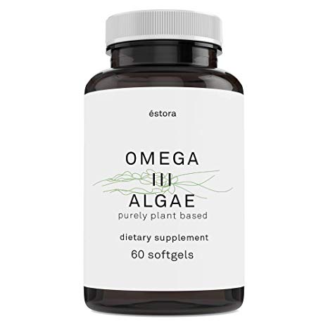 ÉSTORA Omega 3 Algae - Sustainably Sourced DHA Algal Oil Supplement to Promote Cognitive & Cardiovascular Well-Being, 60 Soft Gels
