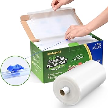 8’’ x 150’ Vacuum Sealer Roll Keeper with Cutter, Vacuum Sealer Bags for Food, Food Saver Bags Rolls, BPA Free, Commercial Grade, Great for Storage, Meal prep and Sous Vide