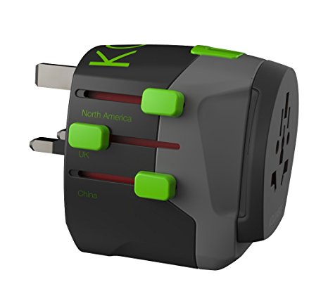 PowerGo Travel Adapter 4 USB Ports - Best Worldwide Travel Adapter For Laptops and Hair Dryers - 4.8A Full Speed Charging For iPhone, Android, All USB Devices