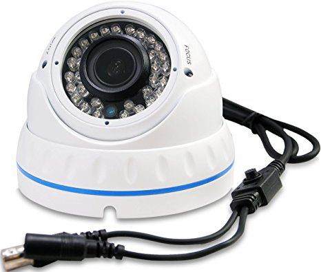 Evertech 1200 TVL 1.3 Megapixel 36 IR LED Color 2.8-12mm Wide Angle Zoom Vari-focal Lens Indoor & Outdoor Day & Night Metal White Security Surveillance Dome Camera