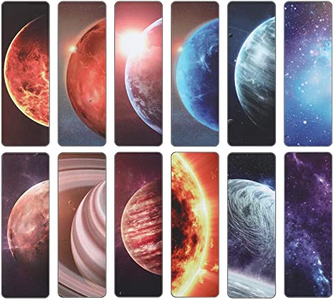 Magnetic Bookmarks Planets and Starry Sky Book Markers Set Magnet Page Markers for Reading School Classroom Library and Home (12 Pieces)