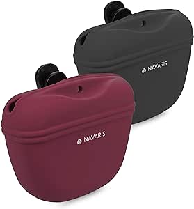 Navaris Hunde Futterbeutel aus Silikon 2er Set - 2X Snackbeutel mit Clip und Magnet - Futtertasche Leckerlis Trockenfutter Nassfutter