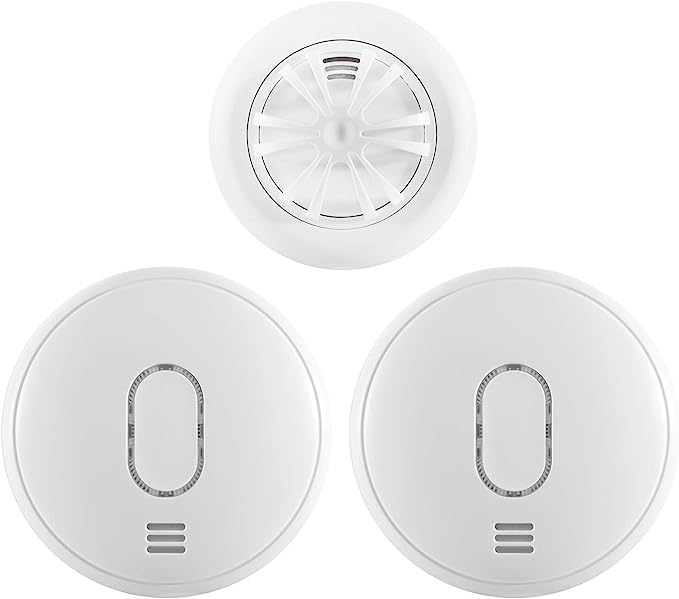 UltraFire Radio-Interlinked Wireless Fire Alarms Home Essentials Kits (Kit A - 1 Heat & 2 Smoke)