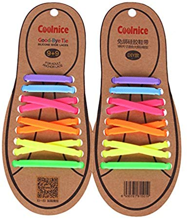 Joyshare No Tie Shoelaces for Kids and Adults - Sports Fan Shoelaces - Waterproof Silicon Flat Elastic Athletic Running Shoe Laces with Multicolor for Sneaker Boots Board Shoes and Casual Shoes