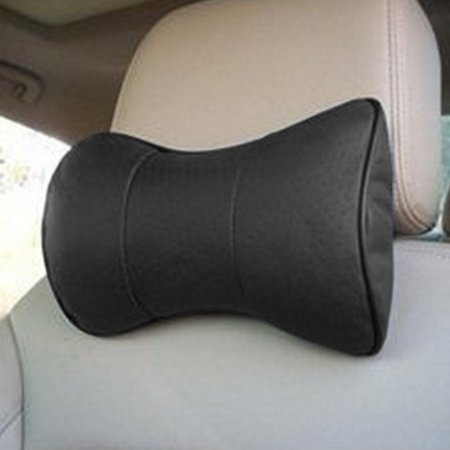 Cosmos reg 2 PCS Black Leather Dog Bone Shape Car Neck Pillowcushion with Cosmos Fastening Strap