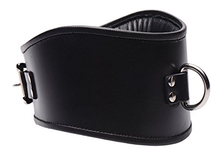 Strict Leather Padded Leather Locking Posture Collar