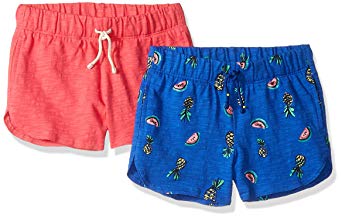 Amazon Brand - Spotted Zebra Girls' Toddler & Kids 2-Pack Knit Dolphin Hem Shorts