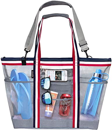 Vulken Extra Large Mesh Beach Bag. Multipurpose Tote Bag Shoulder Bag for Picnic, Travel, Shopping and Gym.