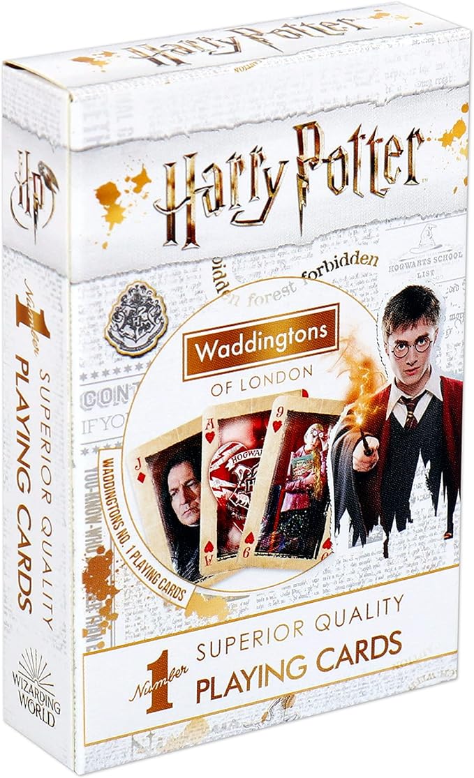 Waddingtons Number 1 Harry Potter Playing Card Game, enter the magical world of Hogwarts and play with Harry, Ron, Hermione, Dumbledore, Snape and Hagrid, gift and toy for boys and girls Aged 4 plus