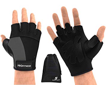 ProFitness Weight Lifting Gym Gloves (Fingerless) | Durable Padded Design for Weightlifting, Cross Training, Bodybuilding & Powerlifting | Strong Grip Workout Accessory for Men & Women