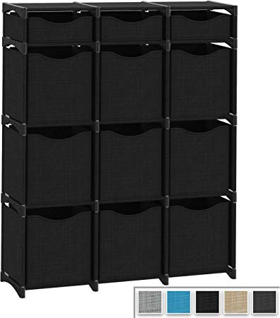 12 Cube Organizer | Set of Storage Cubes Included | DIY Closet Organizer Bins | Cube Organizers and Storage Shelves Unit | Closet Organizer for Bedroom, Playroom, Livingroom, Office, Dorm (Black)