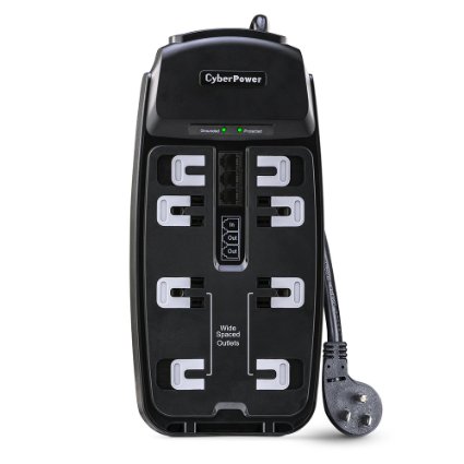 CyberPower CSP806T  Surge Protector 8-Outlets  6Ft Cord and TEL Protection 2250 Joules