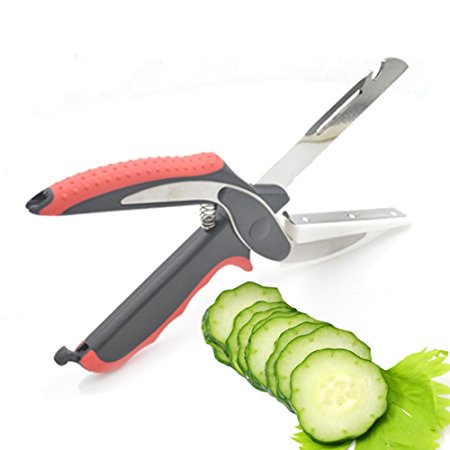 (Upgraded Version)Cotop Food Scissors, 5 in 1 Food Chopper Cutter Dicer Carver Opener for Vegetable Fruit Slicer Replace Your Kitchen Boards
