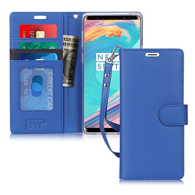 FYY Luxury PU Leather Wallet Case for Galaxy Note 9, [Kickstand Feature] Flip Folio Case Cover with [Card Slots] and [Note Pockets] for Samsung Galaxy Note 9 Navy