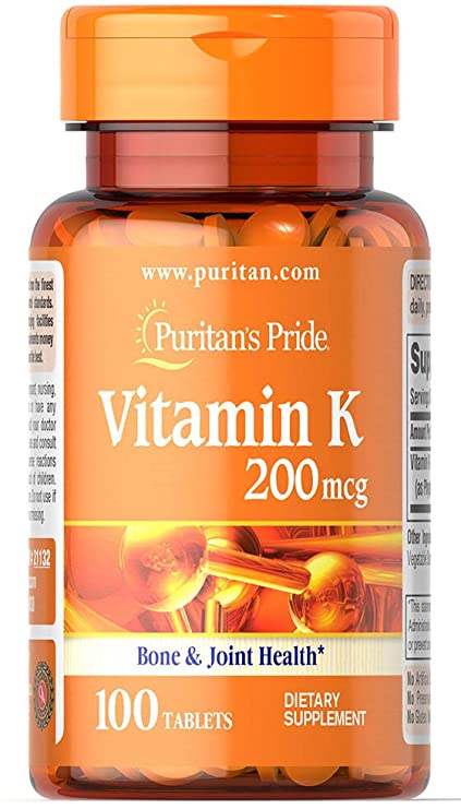 Puritan's Pride Vitamin K 200 Mcg Supports Joint and Bone Health, 100 Tablets by Puritan's Pride, 100 Count