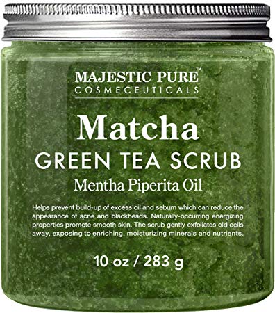 Matcha Green Tea Body Scrub for All Natural Skin Care - Exfoliating Multi Purpose Body and Facial Scrub Moisturizes and Nourishes Face and Skin - 10 oz - Great Gift for Her