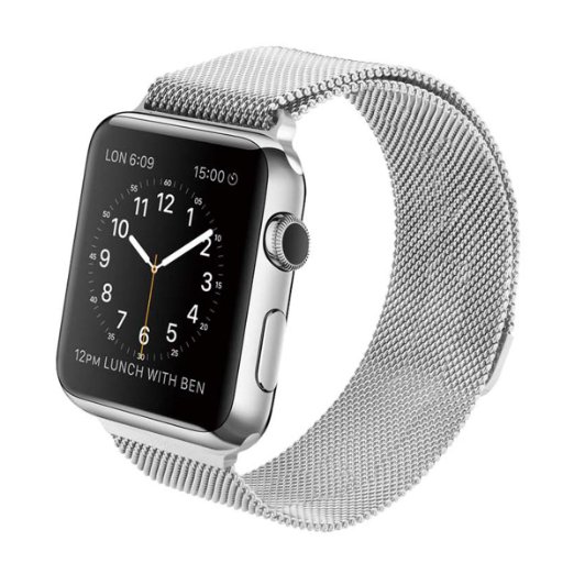 Apple Watch Band, Vteyes Milanese Magnetic Closure Clasp Bracelet Metal Watch Band, Milanese Loop Stainless Steel Mesh Replacement Wrist Band Strap for Apple Watch Sport Edition (42mm Silver)