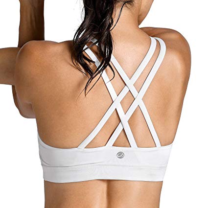 CRZ YOGA Women's Wirefree Padded Strappy Back Workout Yoga Sports Bra