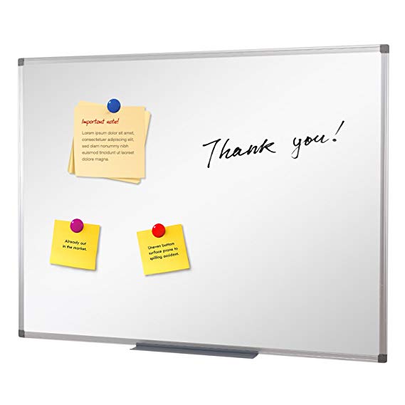 SwanSea Dry Wipe Magnetic Whiteboard Home Office School Boards with Pen Tray and Aluminium Frame 60x45cm
