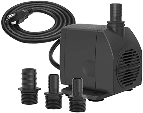 Knifel Submersible Pump 450GPH Ultra Quiet with Dry Burning Protection 8.2ft High Lift for Fountains, Hydroponics, Ponds, Aquariums & More…