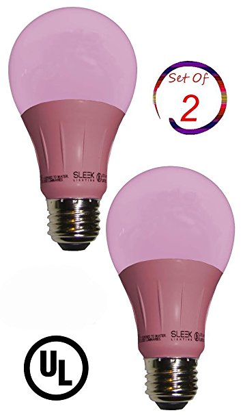 LED A19 Pink Light Bulb, 120 Volt by Sleeklighting- 3-Watt Energy Saving - Medium Base - UL-Listed LED Bulb - Lasts More than 20,000 Hours