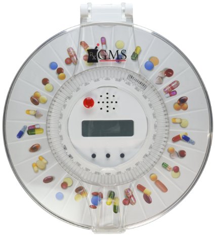 GMS Med-e-lert - 28 Day Automatic Pill Dispenser 6 Alarms 6 Rings 1 Key with Clear Lid