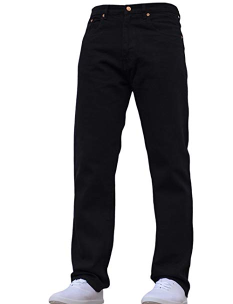 Mens Straight Leg Heavy Duty Work Basic 5 Pocket Plain Denim Jeans Pants All Waist & Sizes