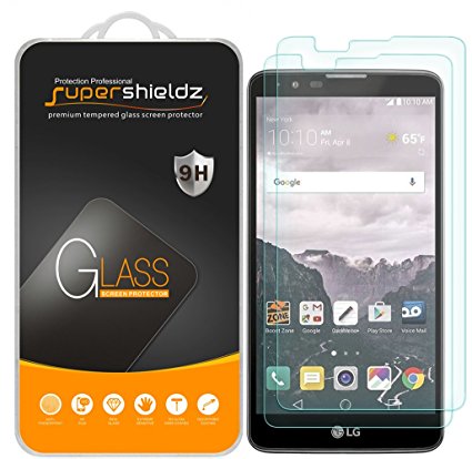 [2-Pack] Supershieldz for LG "Stylo 2" Tempered Glass Screen Protector, Anti-Scratch, Anti-Fingerprint, Bubble Free, Lifetime Replacement Warranty