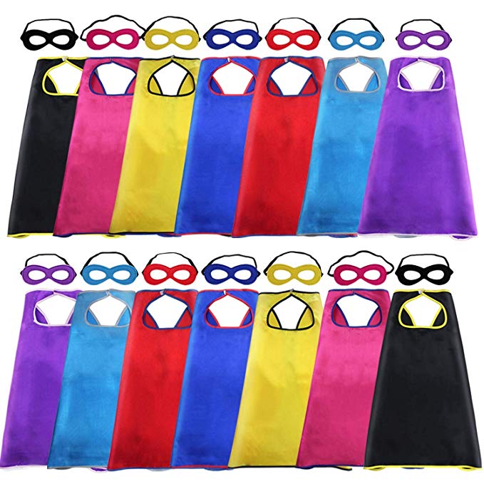 Super Hero Capes and Masks for Kids Bulk-Superhero Birthday Party Favor,14 Pack