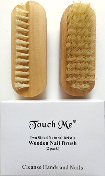 2 pcs/set Touch Me Two sided Natural Boar Bristle Wooden Manicure Nail Brush ( 2 pack)