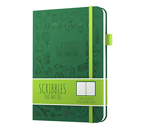 Dotted Journal by Scribbles That Matter - Create Your Own Unique Life Organizer - No Bleed A5 Hardcover Dotted Notebook - Inner Pocket - Fountain Pens Friendly Paper - Iconic Version (Green)