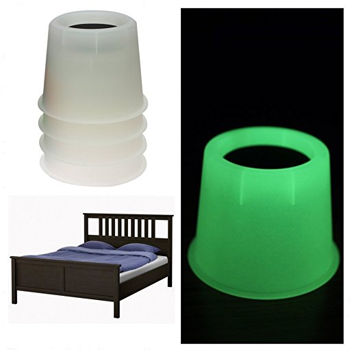Multi-colored Glow In the Dark Bed Risers or Furniture Risers, Heavy Duty, Set of 4 (White)