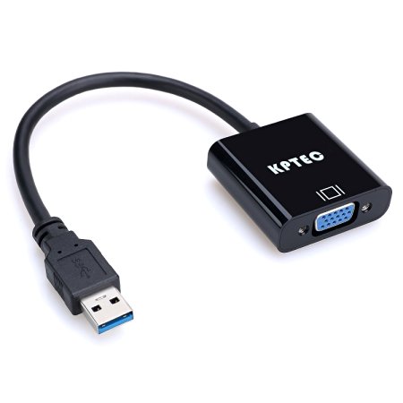 KPTEC USB 3.0 to VGA Adapter for PC Laptop Windows 10/ 8.1/ 8/ 7/ XP, Support Resolution 1080p - Black