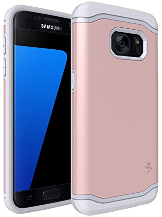 Galaxy S7 Case, LK [Armor Shield] Shock Absorbent Dual Layer Hard PC Cover   TPU Inner Hybrid Defender Case For Samsung Galaxy S7 (Rose Gold)