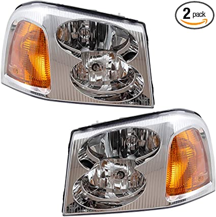 Replacement Driver and Passenger Set Headlights Compatible with 2002-2009 Envoy 15866071 15866070