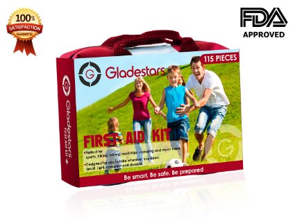 115 Piece First Aid Kit Ideal for Injuries & Medical Emergency. Suited for Home Kitchen Office School Sports Outdoors Camping Hiking Car Travel and Much More. Be Prepared with This Quality Kit.