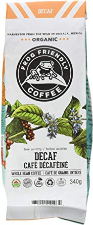 Frog Friendly Coffee -  Decaf Roast, Whole Bean: Certified Organic, Single Origin, Wild Harvested, Specialty Coffee from Oaxaca, Mexico - 340g (12oz)