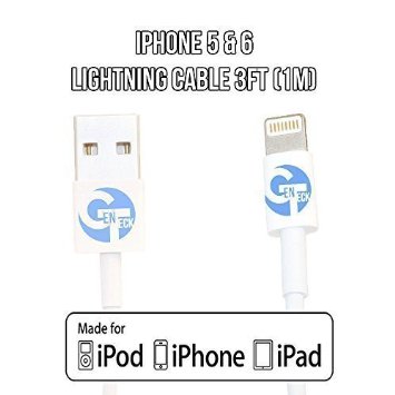 Apple iphone 5 and 6 Lightning Cable 3ft 1m 8pin to USB Fast Sync Charger with Premium Cord and Connector for Apple iphone 5 and 6 Accessoriesios Compatible iphone 6s  6s plus  6  6 Plus  5 5s  5c Ipad 2  3  4 Ipad Air Ipad Mini 1  2  3 Unlimited Lifetime Guarantee